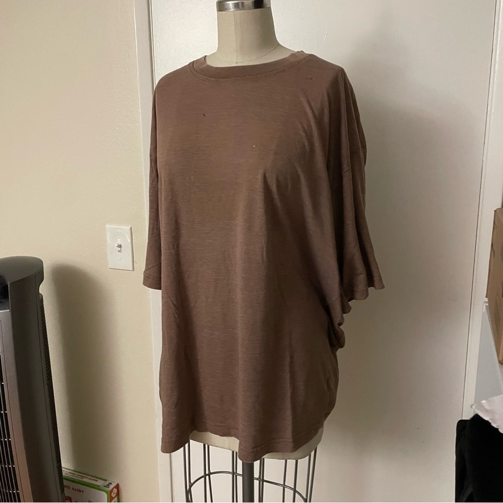 Vintage brown oversized cotton t-shirt size large small flaw on back